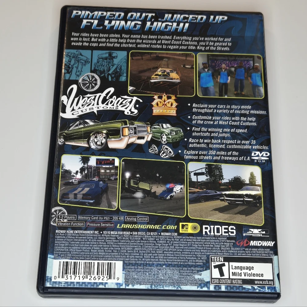 LA Rush for PlayStation 2 - Black, Conplete Tested Working Video Game Ps2